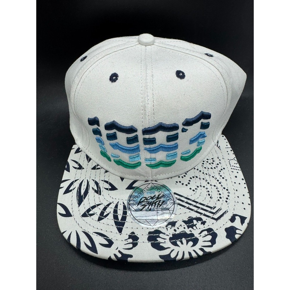 Warning Rocksmith 1993 White Blue Green Snapback Floral Print Brim Hat